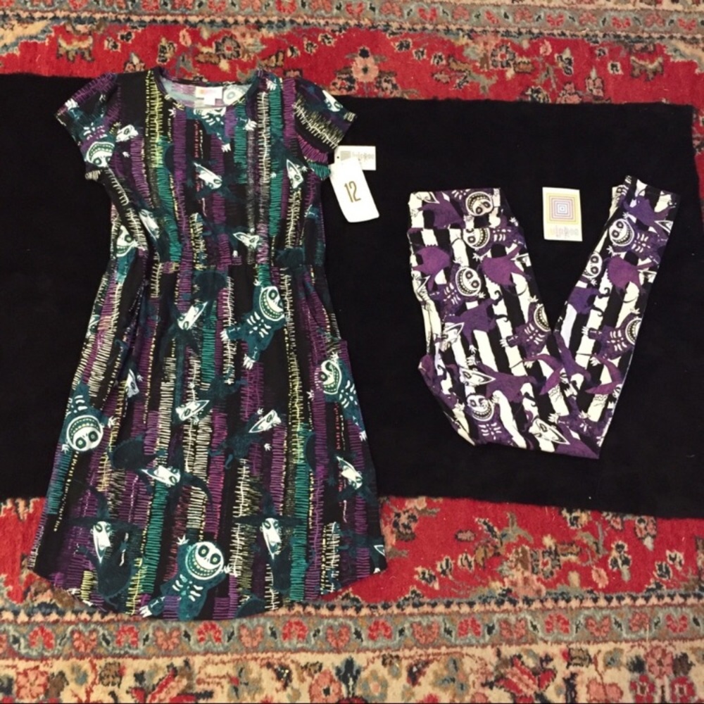 NWT LulaRoe Nightmare (OS Leggings & Kids Mae 12)
